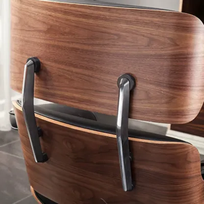 Swivel Black Leather Adjustable Office Chair Image - 8