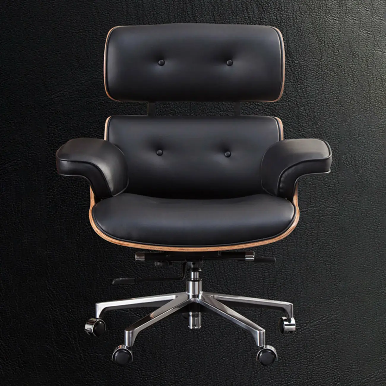 Swivel Black Leather Adjustable Office Chair Image - 13 | homeyfad