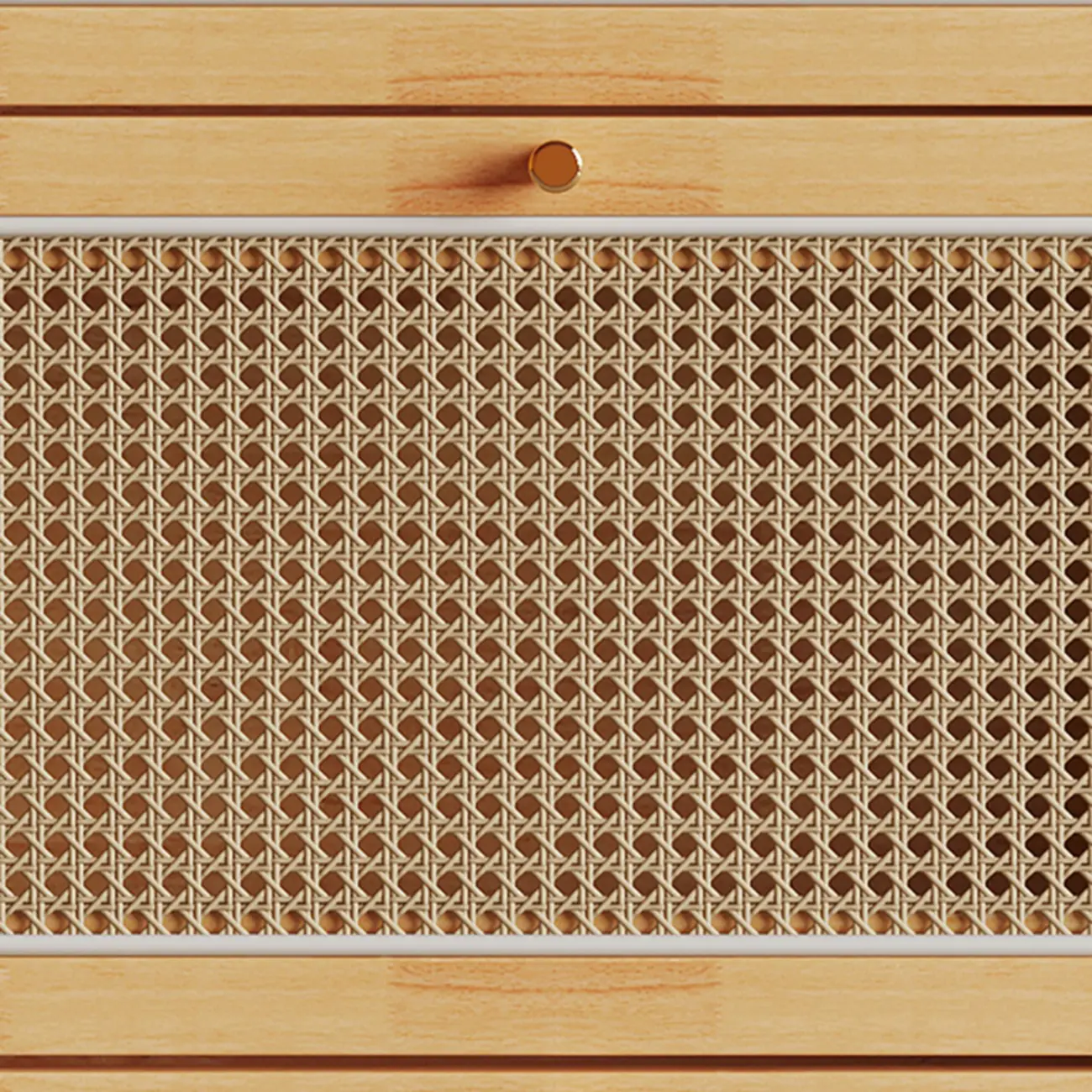 Bohemian Solid Wood Shoe Storage with Rattan Doors Image - 6 | homeyfad