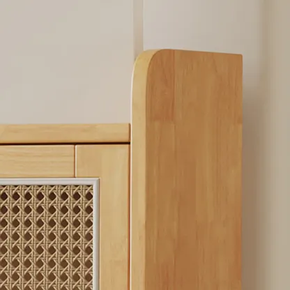 Bohemian Solid Wood Shoe Storage with Rattan Doors Image - 10