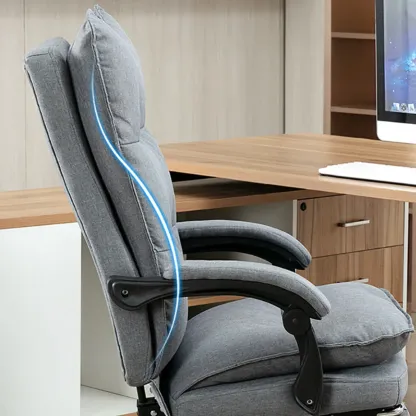 Modern Grey Fabric Reclining Ergonomic Office Chair Image - 4