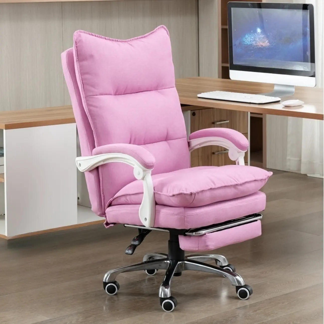 Modern Grey Fabric Reclining Ergonomic Office Chair Image - 7 | homeyfad