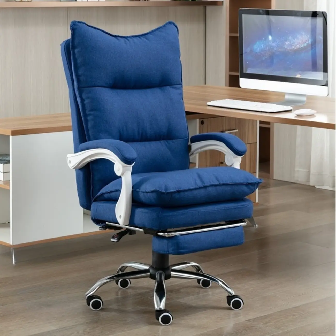 Modern Grey Fabric Reclining Ergonomic Office Chair Image - 8 | homeyfad