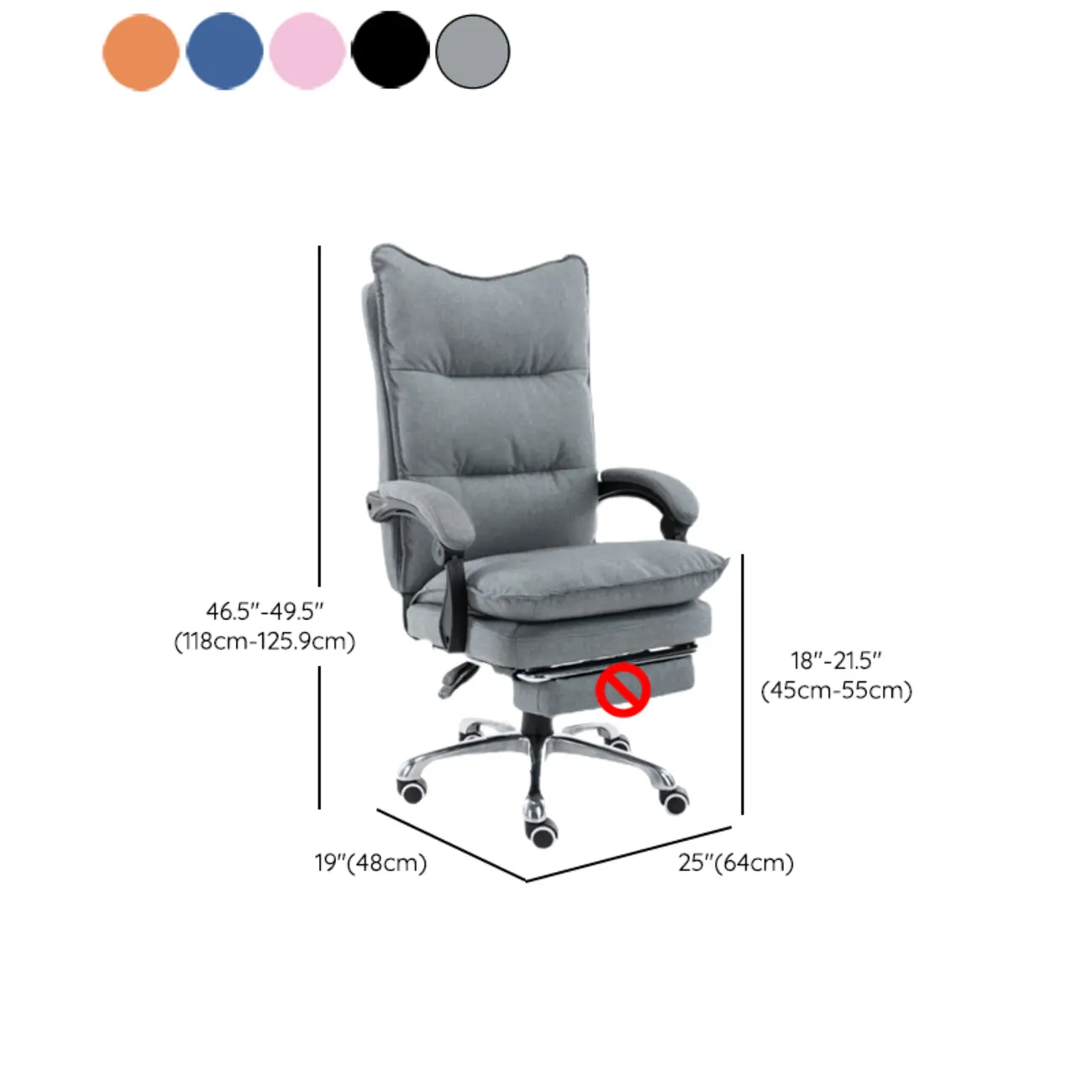Modern Grey Fabric Reclining Ergonomic Office Chair Image - 15 | homeyfad