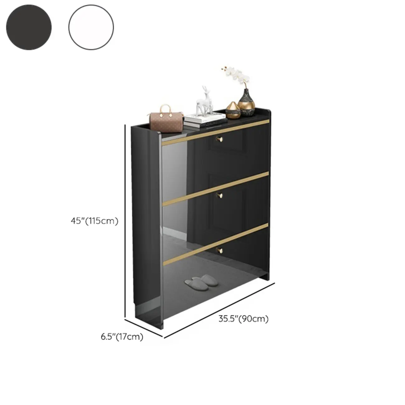 Entryway Glam Black Shoe Storage with Adjustable Shelves Image - 17 | homeyfad