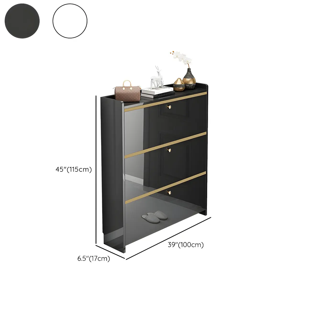 Entryway Glam Black Shoe Storage with Adjustable Shelves Image - 18 | homeyfad