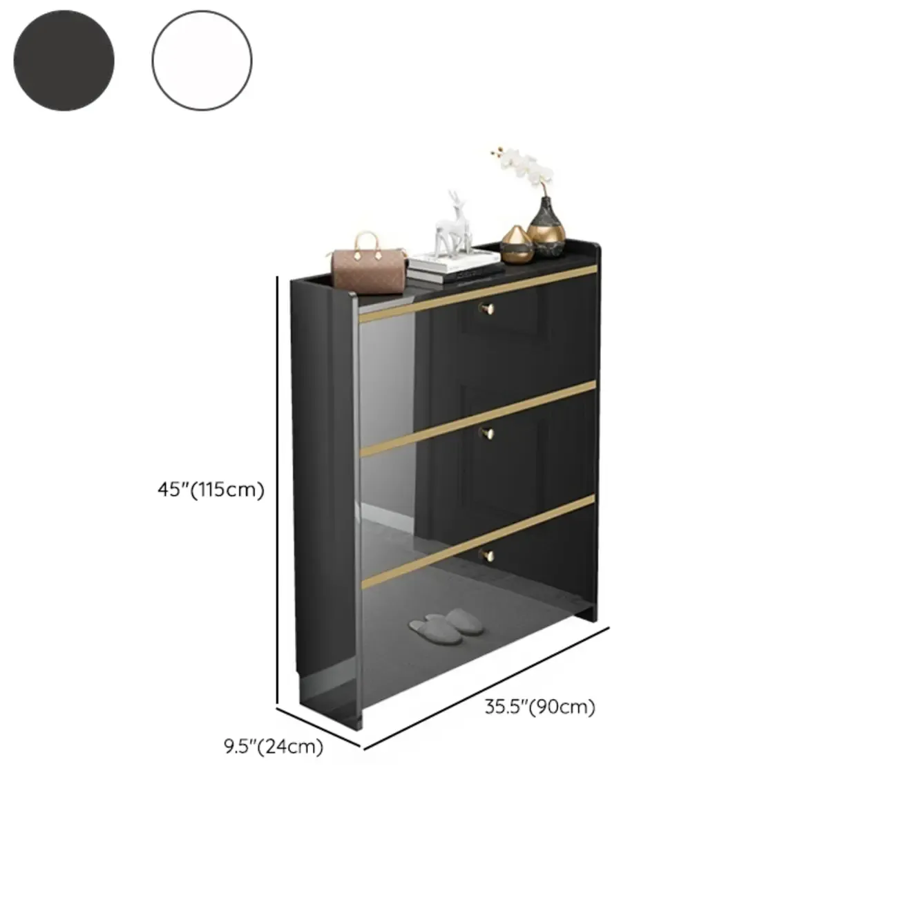 Entryway Glam Black Shoe Storage with Adjustable Shelves Image - 23