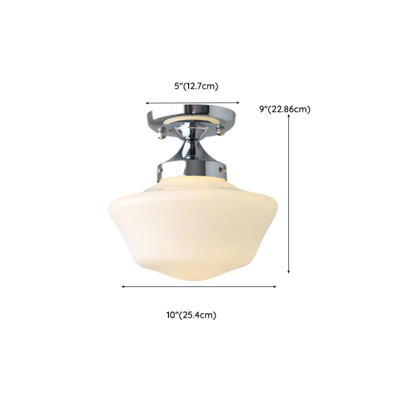 Simple White Gyro Shape Glass Semi Flush Ceiling Light #size