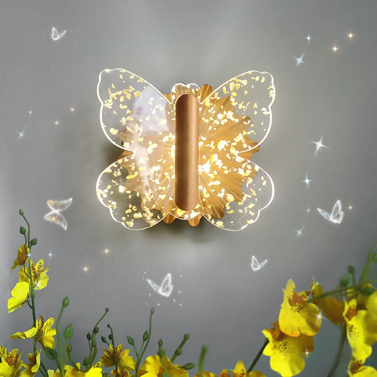 Modern Butterfly Shape Acrylic LED Wall Light Gold Image - 3 | homeyfad