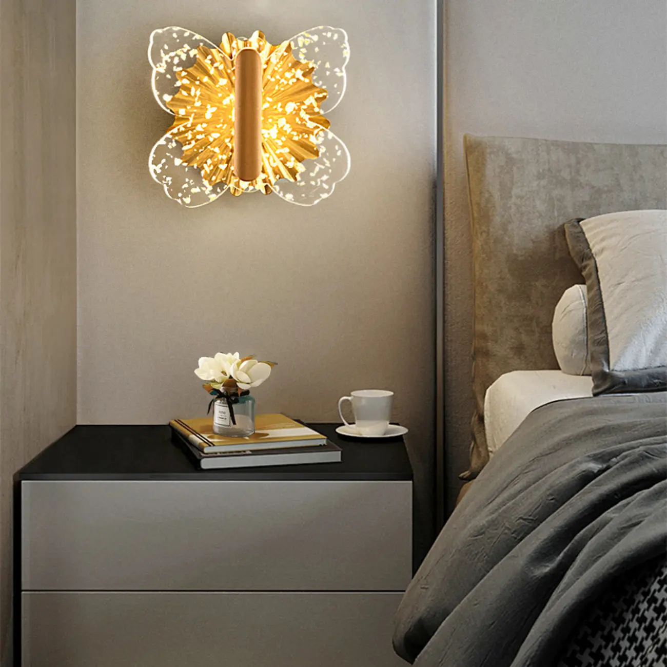 Modern Butterfly Shape Acrylic LED Wall Light Gold Image - 1 | homeyfad