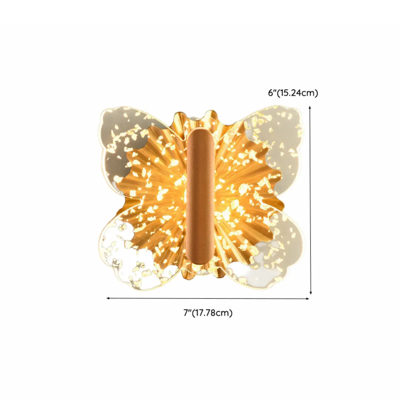 Modern Butterfly Shape Acrylic LED Wall Light Gold #size | homeyfad