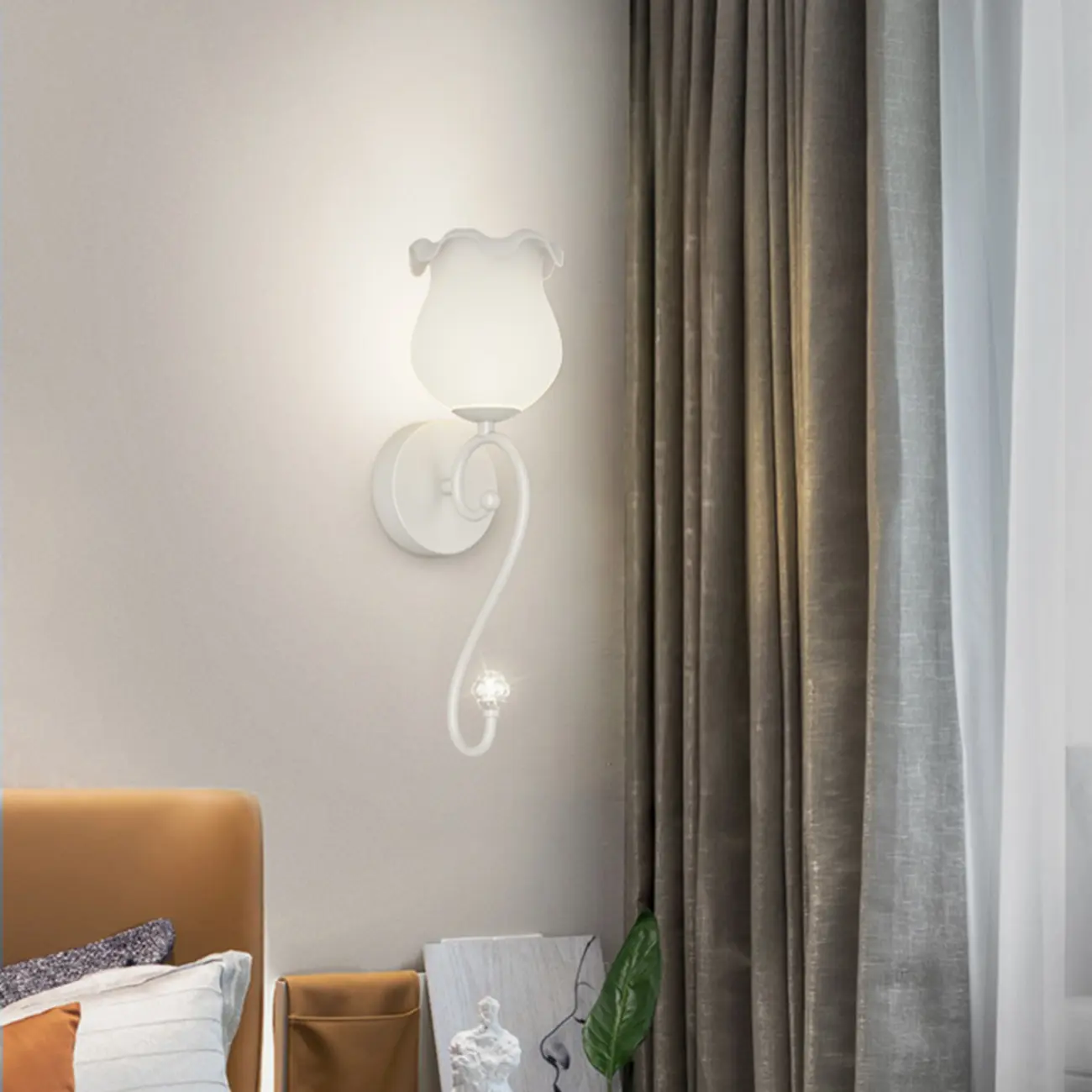 Modern Milk Glass Wall Light with Pink Metal Design Image - 6 | homeyfad