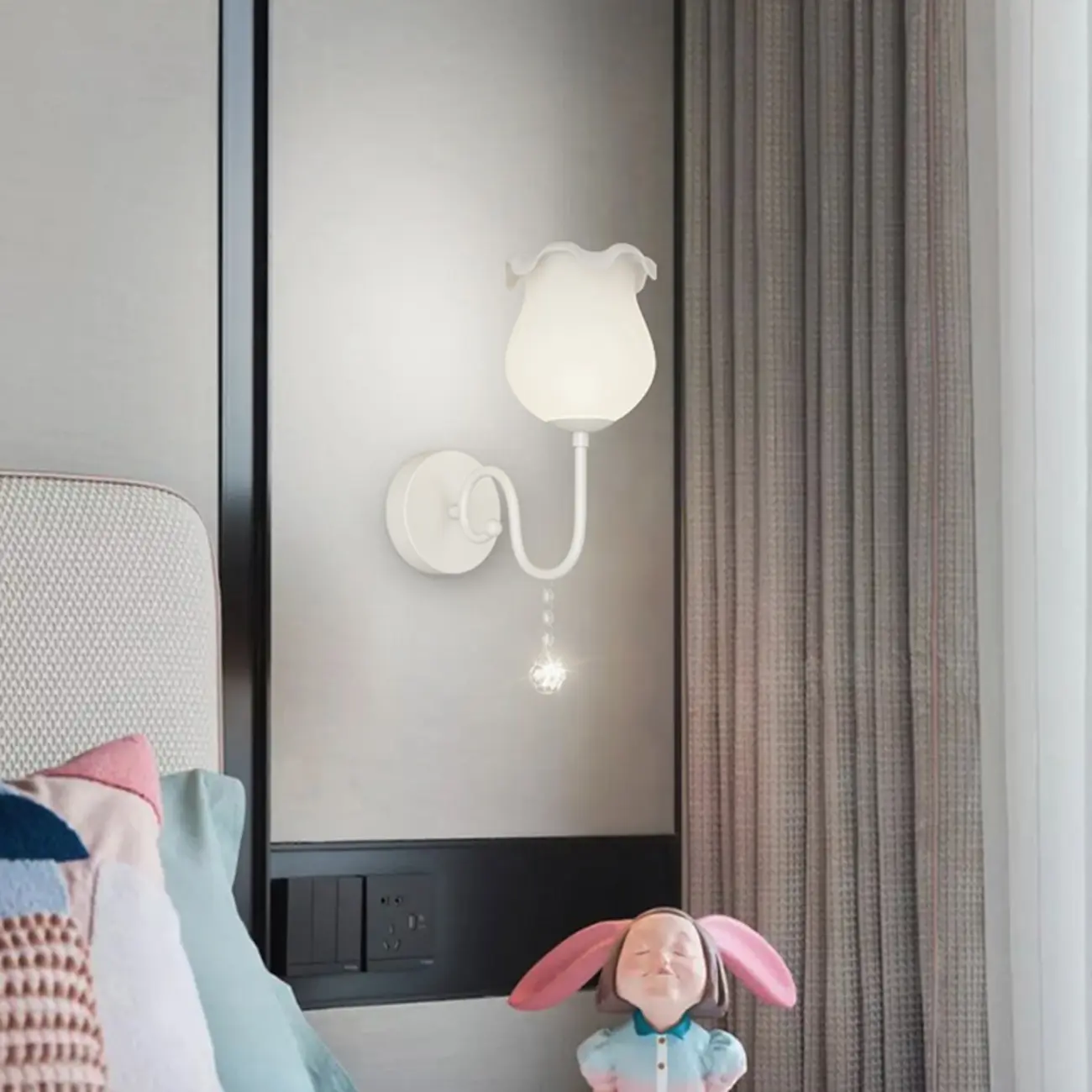 Modern Milk Glass Wall Light with Pink Metal Design Image - 7 | homeyfad