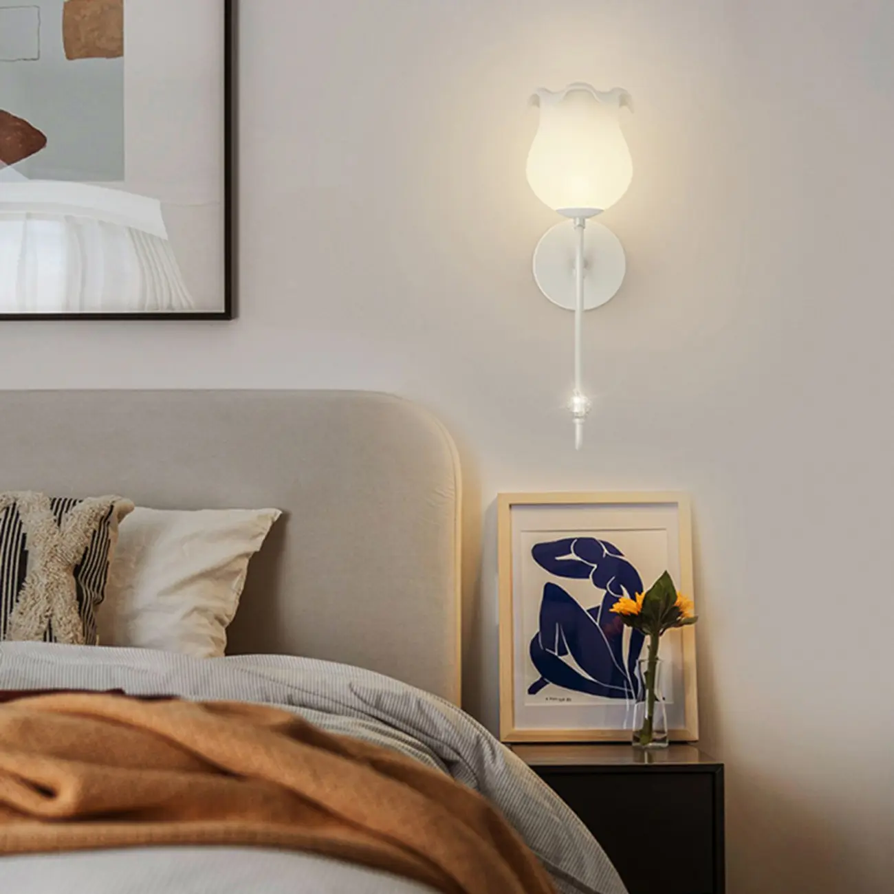 Modern Milk Glass Wall Light with Pink Metal Design Image - 9 | homeyfad