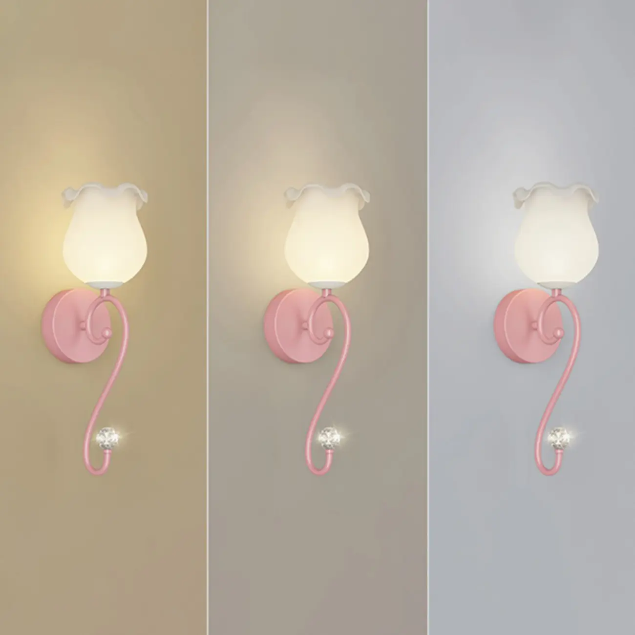 Modern Milk Glass Wall Light with Pink Metal Design Image - 10 | homeyfad
