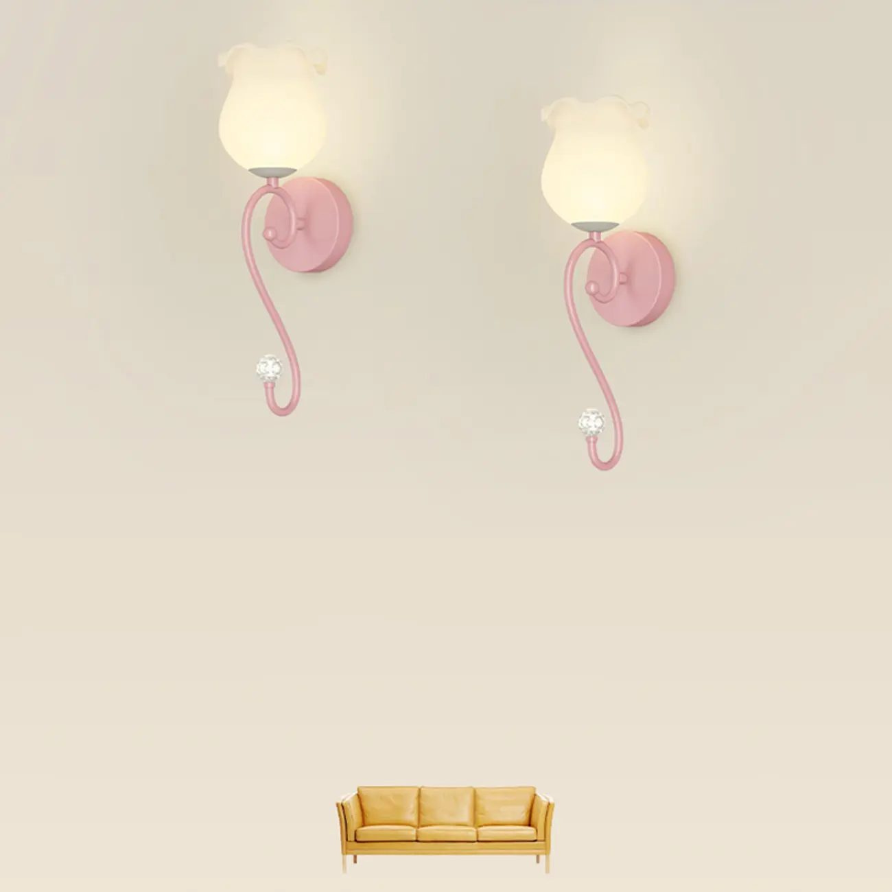 Modern Milk Glass Wall Light with Pink Metal Design Image - 11 | homeyfad