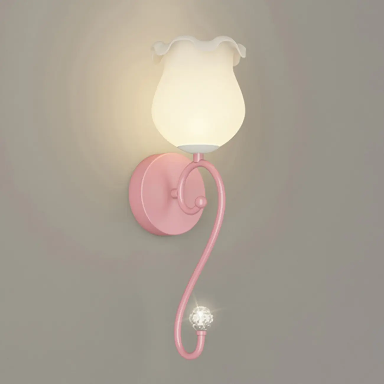 Modern Milk Glass Wall Light with Pink Metal Design Image - 2 | homeyfad