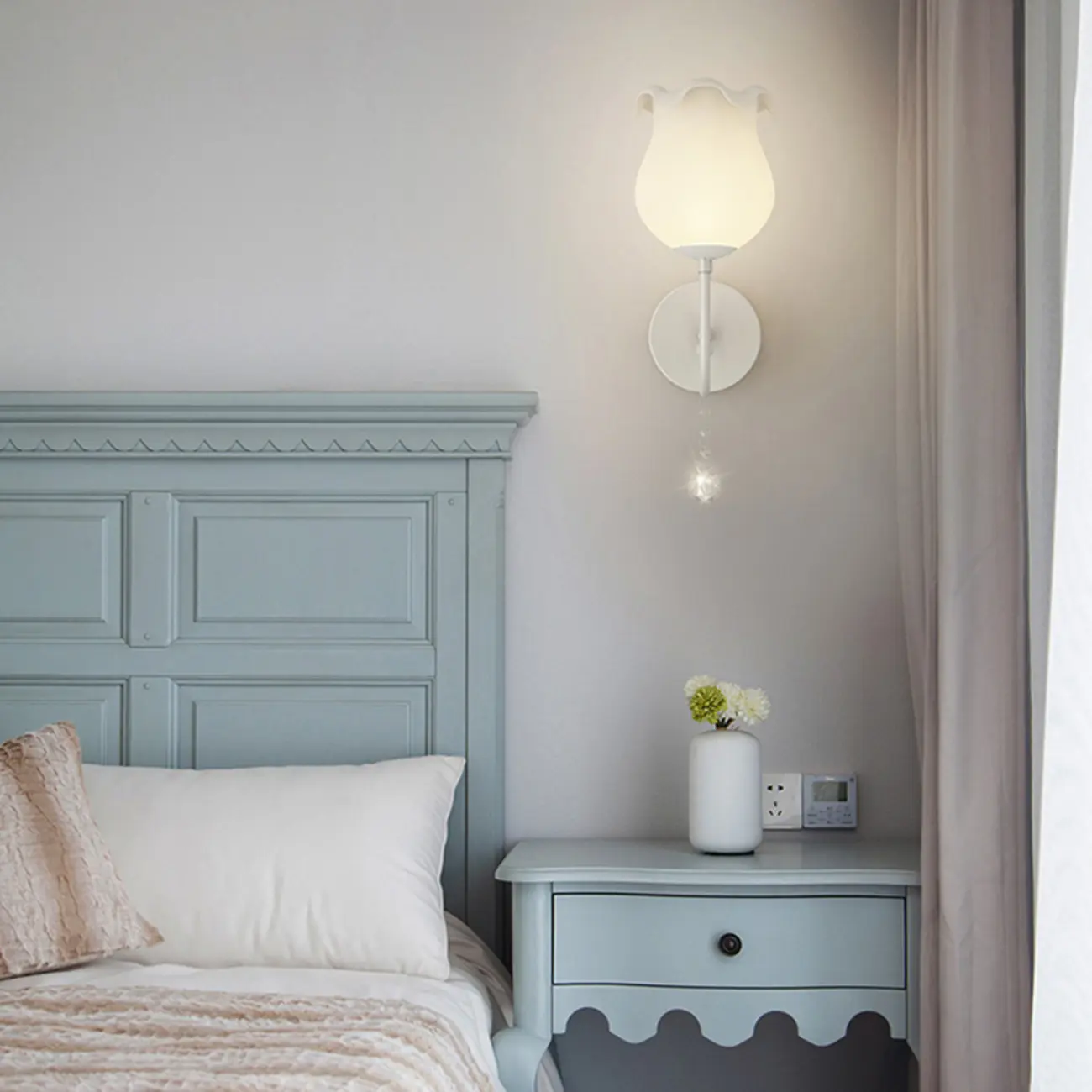 Modern Milk Glass Wall Light with Pink Metal Design Image - 17 | homeyfad