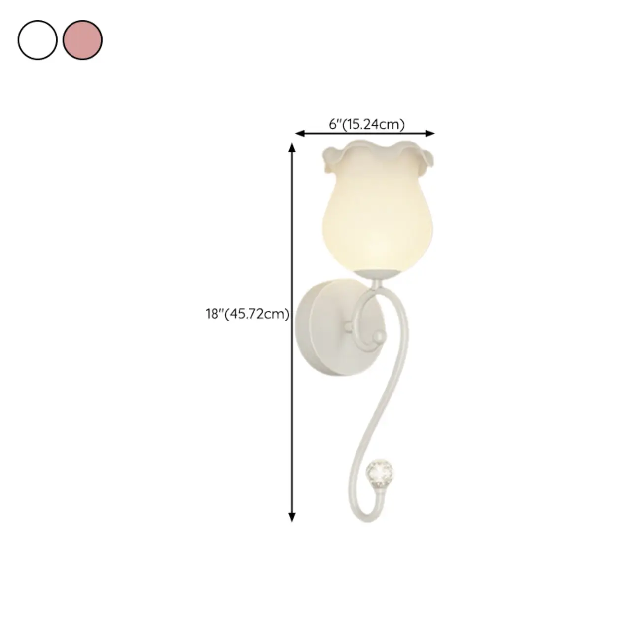 15 to 19 Inch Floral Wall Sconce with Glass Shade for Bedroom #size