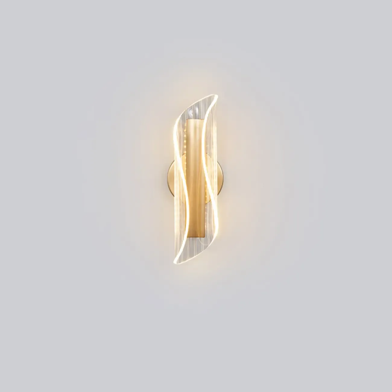 Art Deco Gold Metal and Acrylic LED Wall Sconce Image - 5