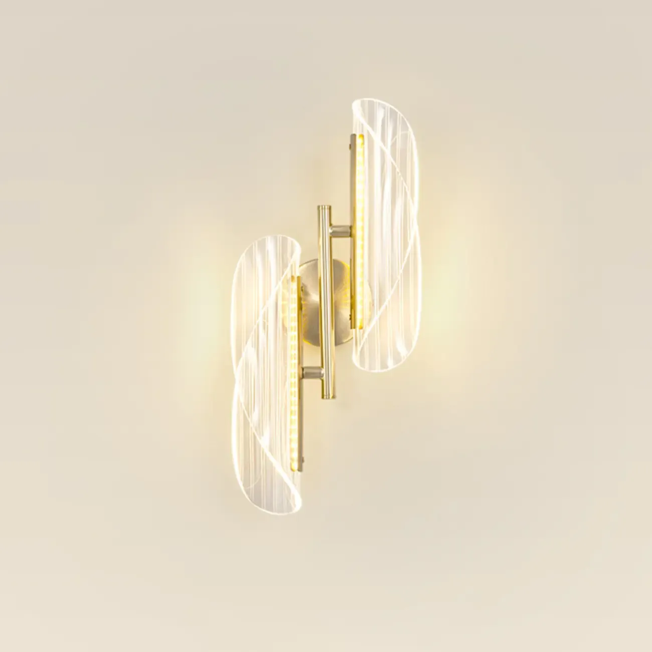 Art Deco Gold Metal and Acrylic LED Wall Sconce Image - 12