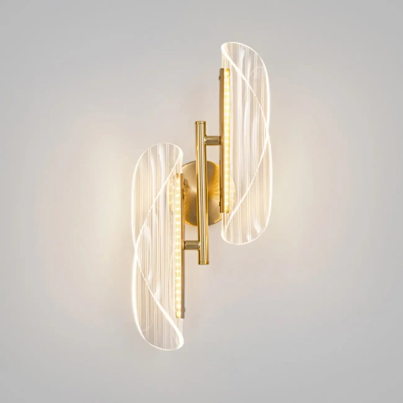 Art Deco Gold Metal and Acrylic LED Wall Sconce Image - 14