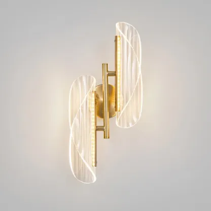 Art Deco Gold Metal and Acrylic LED Wall Sconce Image - 14