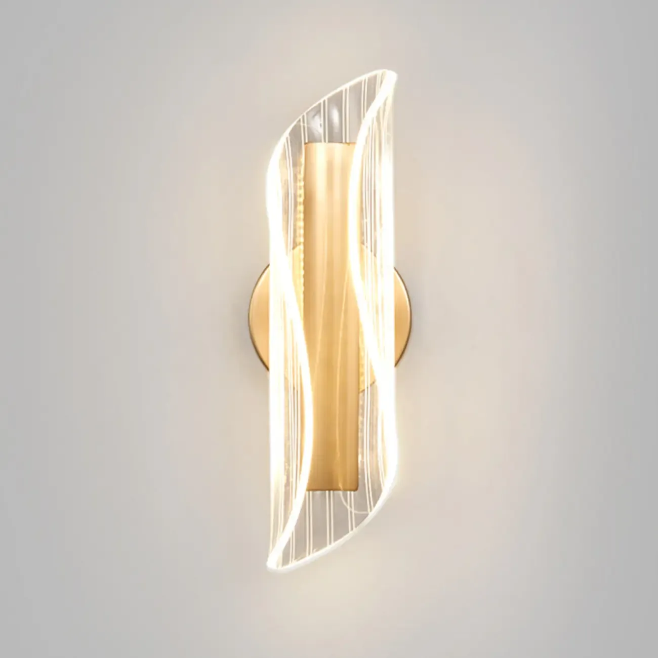 Art Deco Gold Metal and Acrylic LED Wall Sconce Image - 16