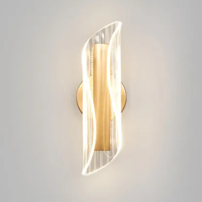 Art Deco Gold Metal and Acrylic LED Wall Sconce Image - 16