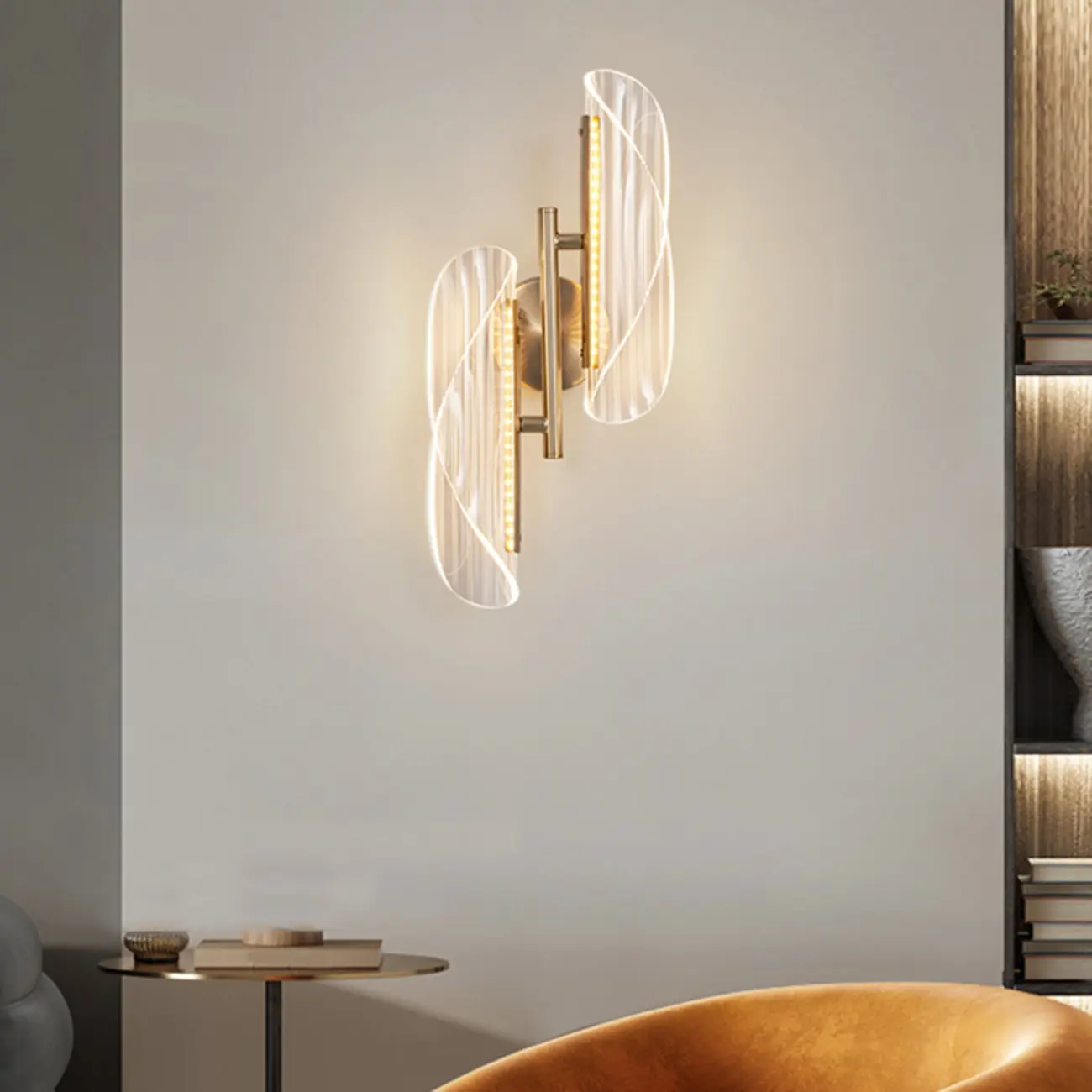 Art Deco Gold Metal and Acrylic LED Wall Sconce Image - 22 | homeyfad