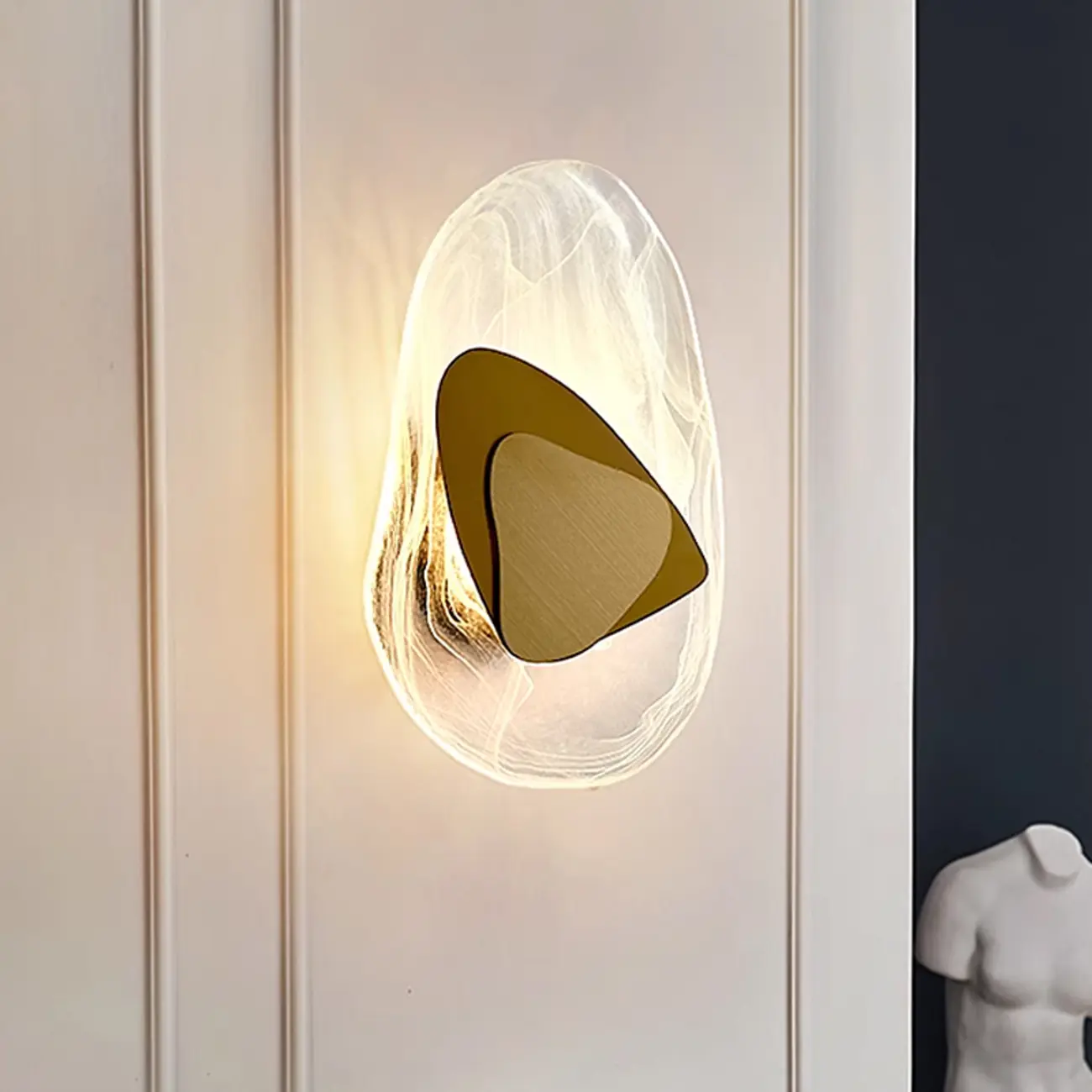 Modern Gold Glass Wall Light with Artistic Design Image - 2 | homeyfad
