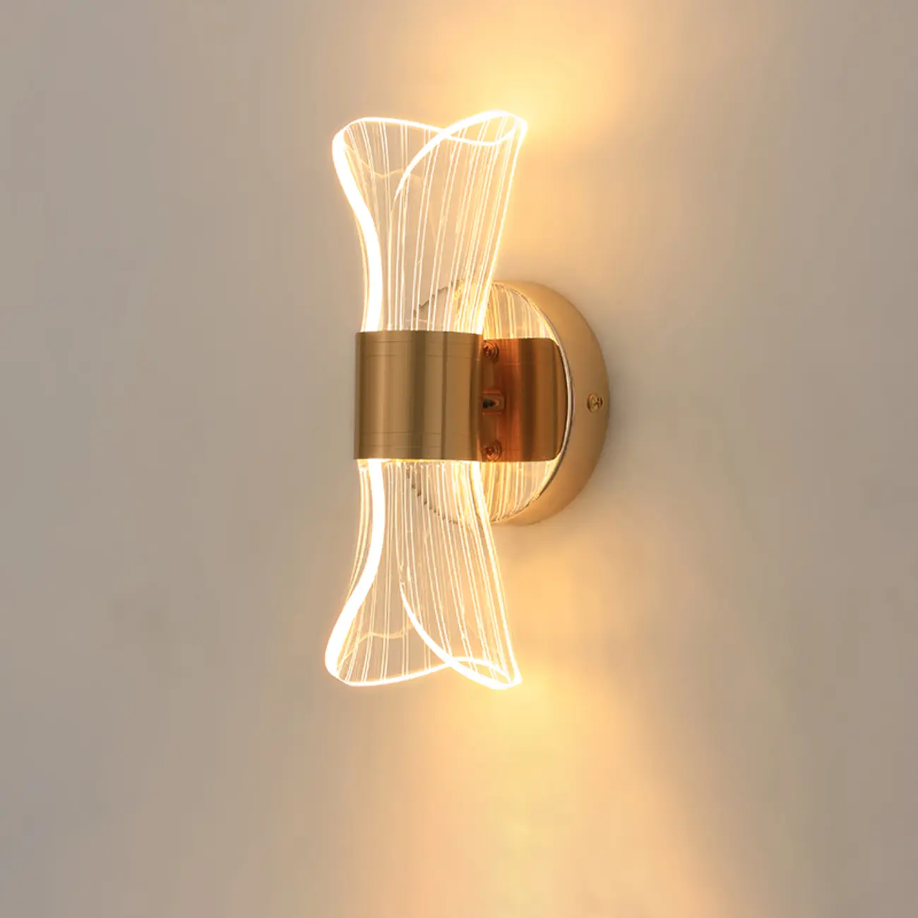 Modern Gold Wall Light with Acrylic Shade for Bedroom Image - 3 | homeyfad