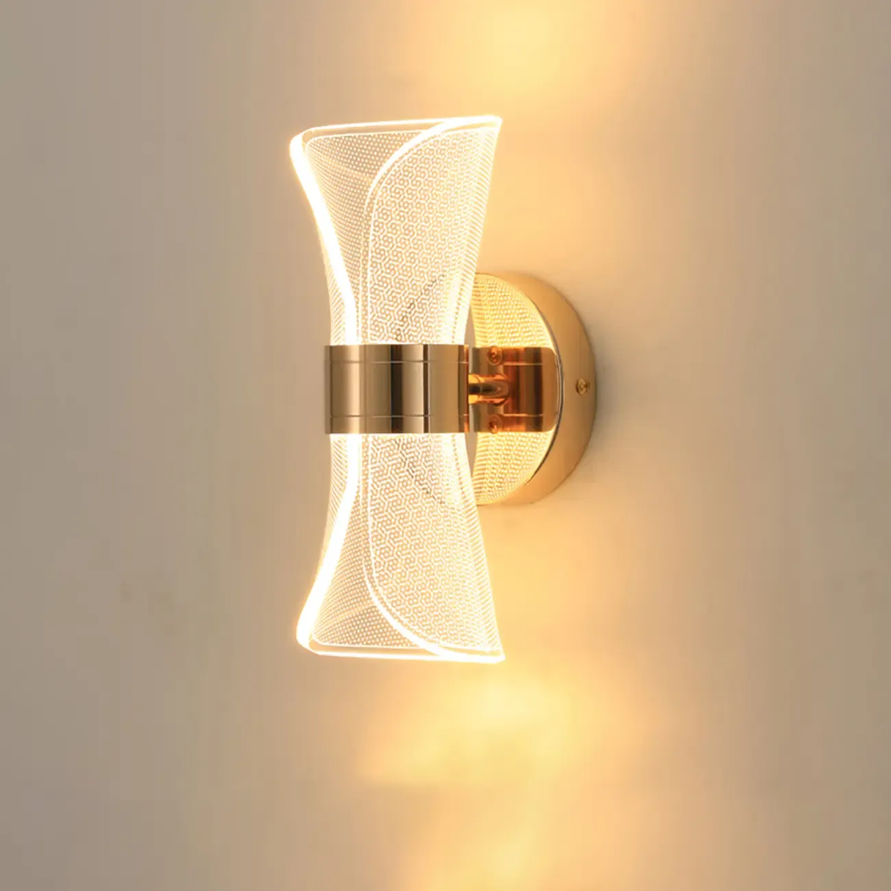 Modern Gold Wall Light with Acrylic Shade for Bedroom Image - 2