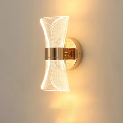 Modern Gold Wall Light with Acrylic Shade for Bedroom Image - 2