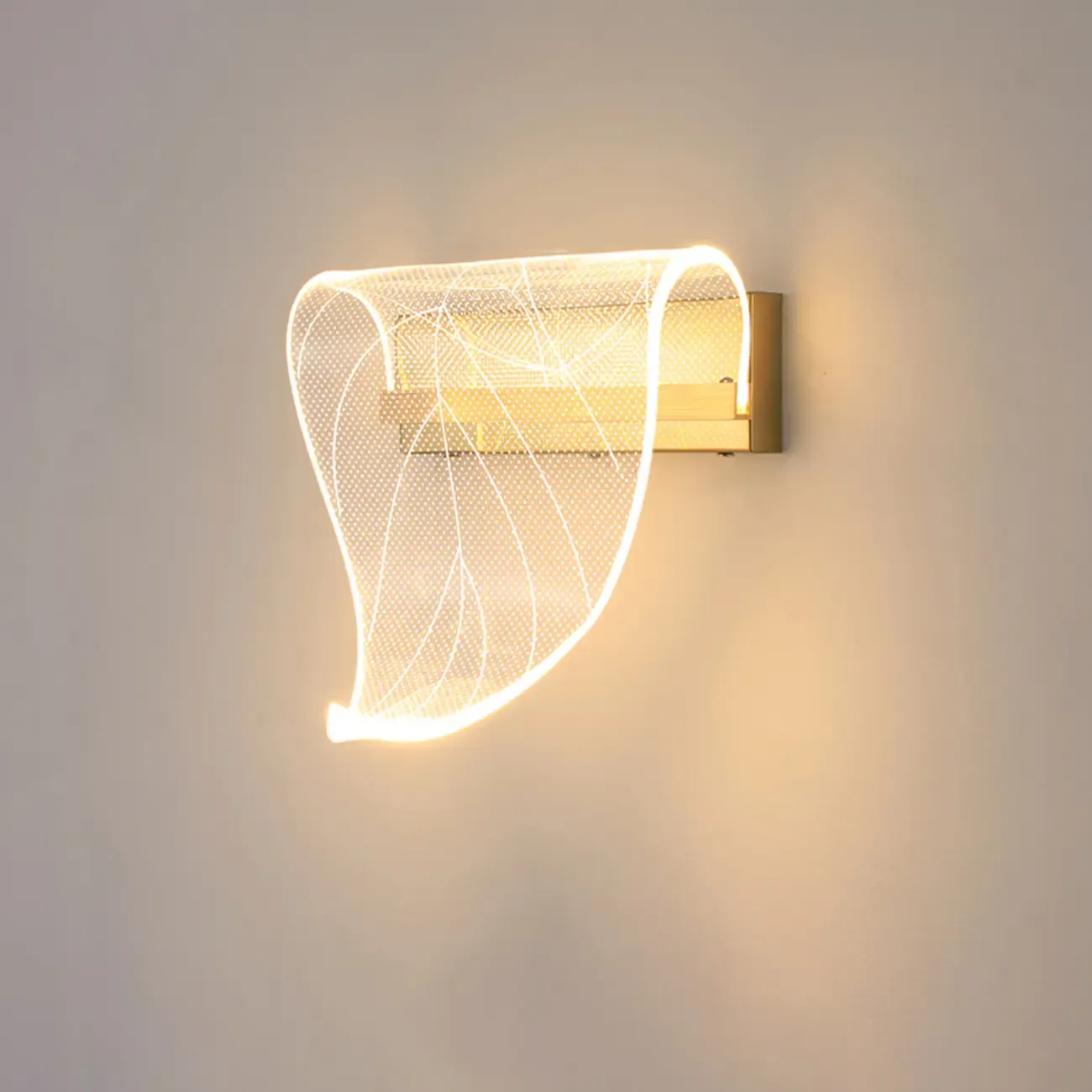 Modern Gold Wall Light with Acrylic Shade for Bedroom Image - 5