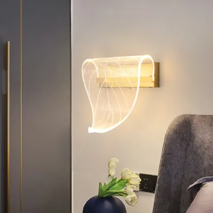 Modern Gold Wall Light with Acrylic Shade for Bedroom Image - 6