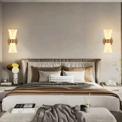 Modern Gold Wall Light with Acrylic Shade for Bedroom Image - 7