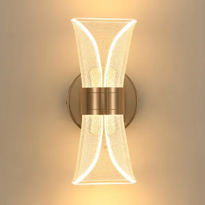 Modern Gold Wall Light with Acrylic Shade for Bedroom Image - 9