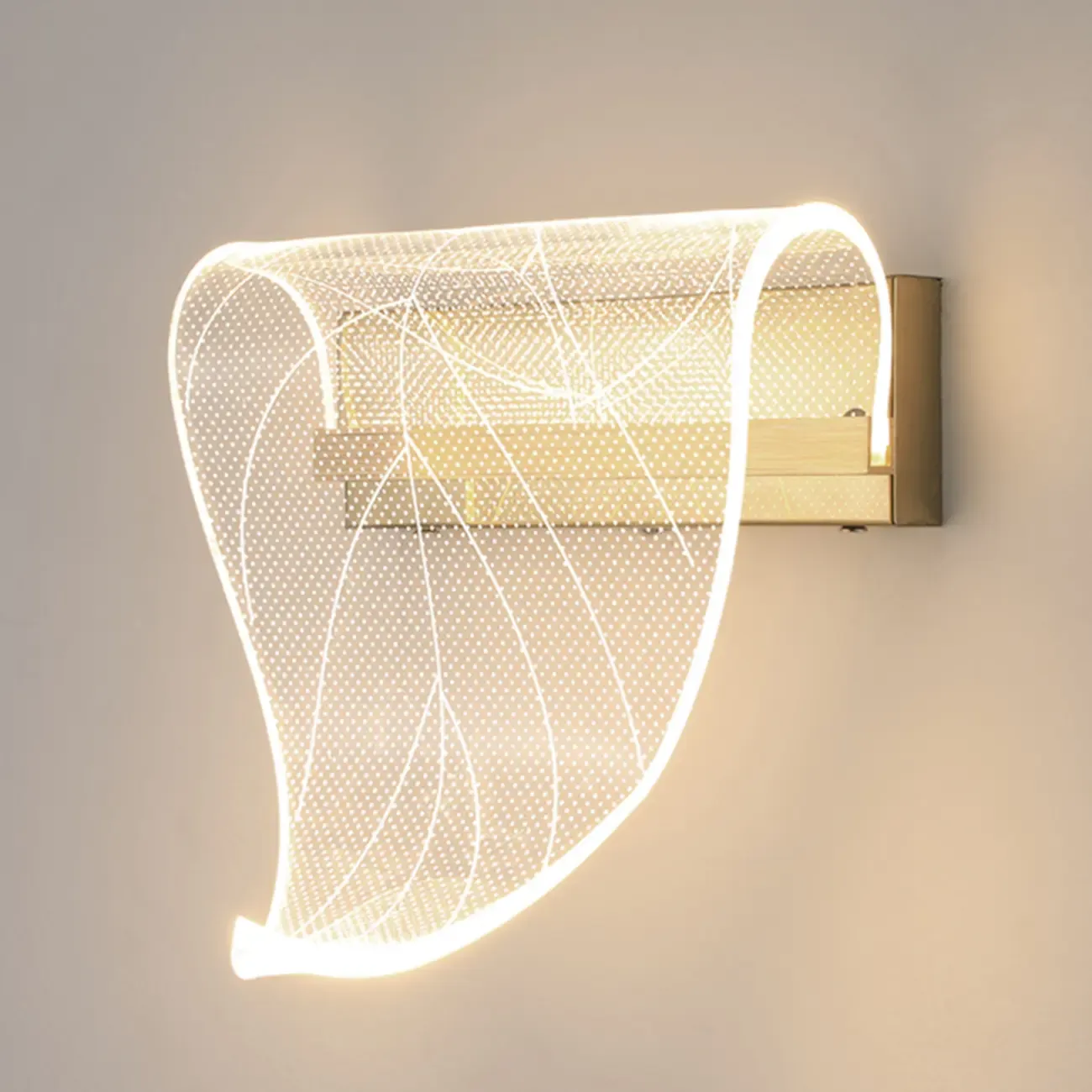 Modern Gold Wall Light with Acrylic Shade for Bedroom Image - 10