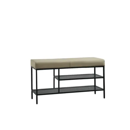 Entryway Metal Shoe Storage Bench with Padded Seat Image - 5