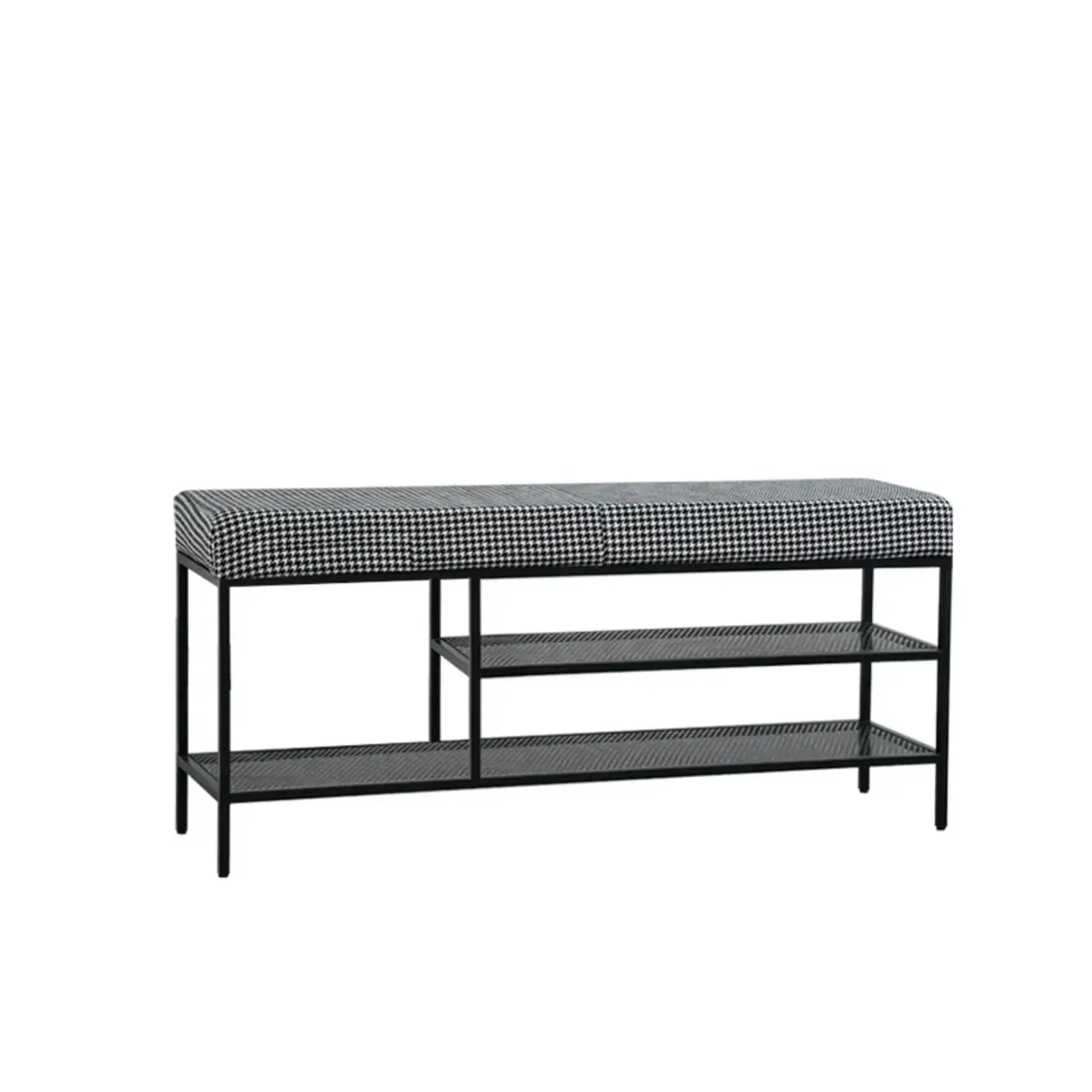 Entryway Metal Shoe Storage Bench with Padded Seat Image - 7