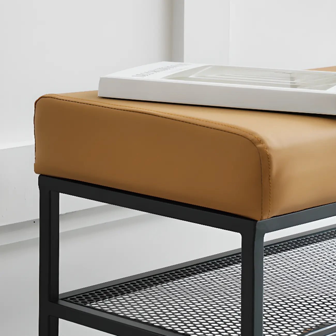 Entryway Metal Shoe Storage Bench with Padded Seat Image - 8 | homeyfad