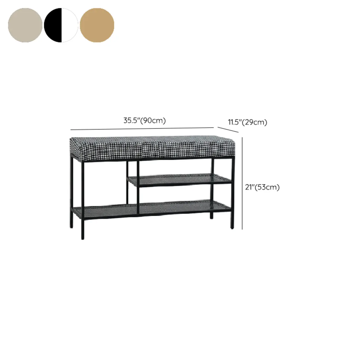Entryway Metal Shoe Storage Bench with Padded Seat #size | homeyfad