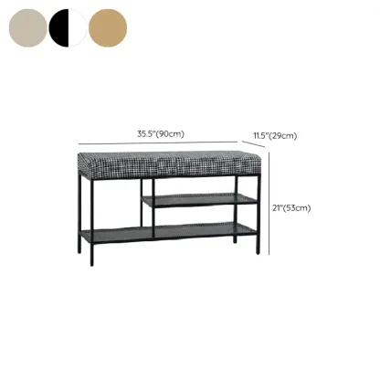 Entryway Metal Shoe Storage Bench with Padded Seat #size