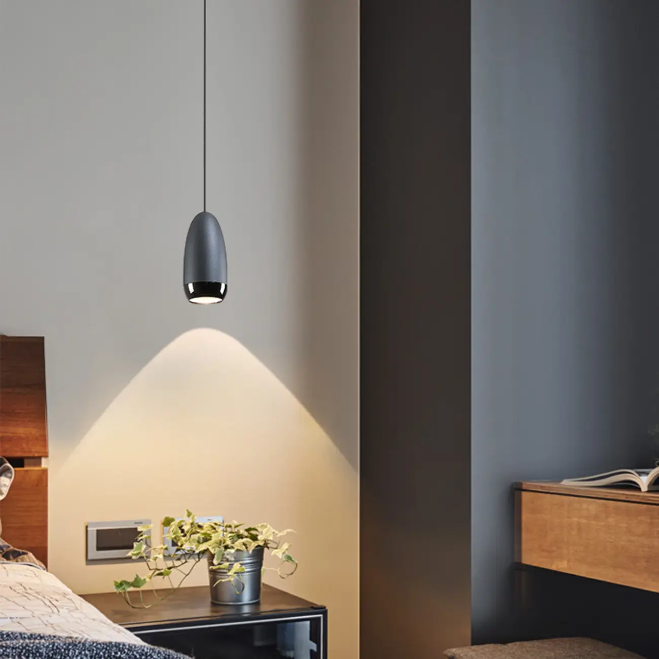 Adjustable Geometric Metal Bedside Pendant Light LED Fixture Image - 6 | homeyfad