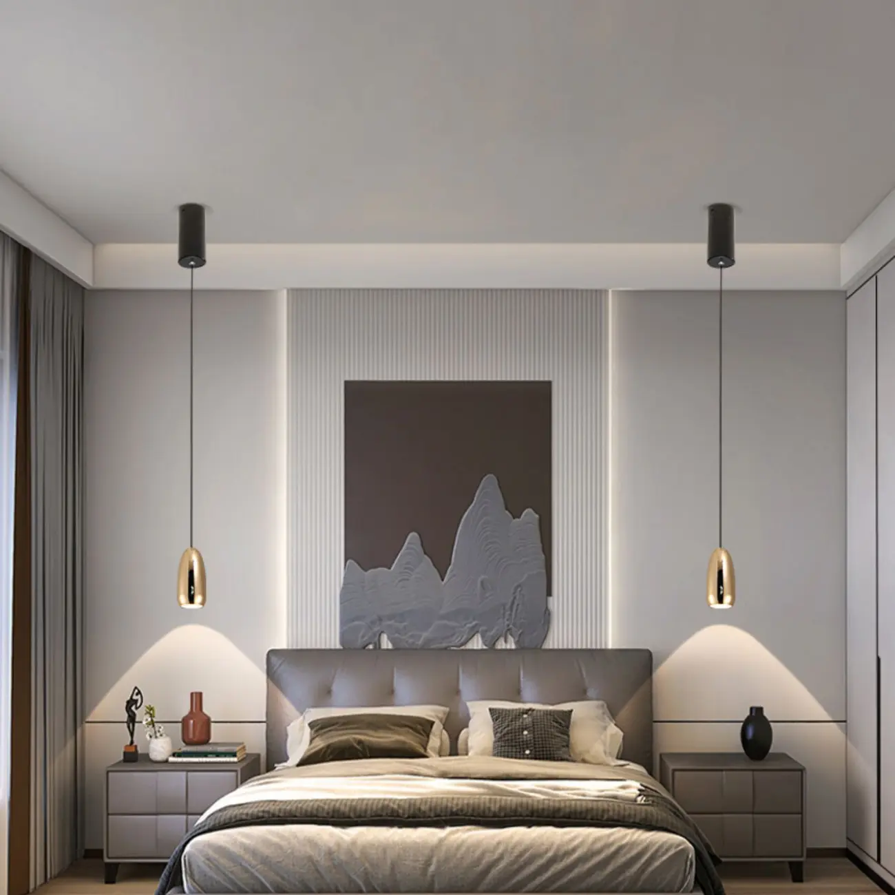 Adjustable Geometric Metal Bedside Pendant Light LED Fixture Image - 15 | homeyfad