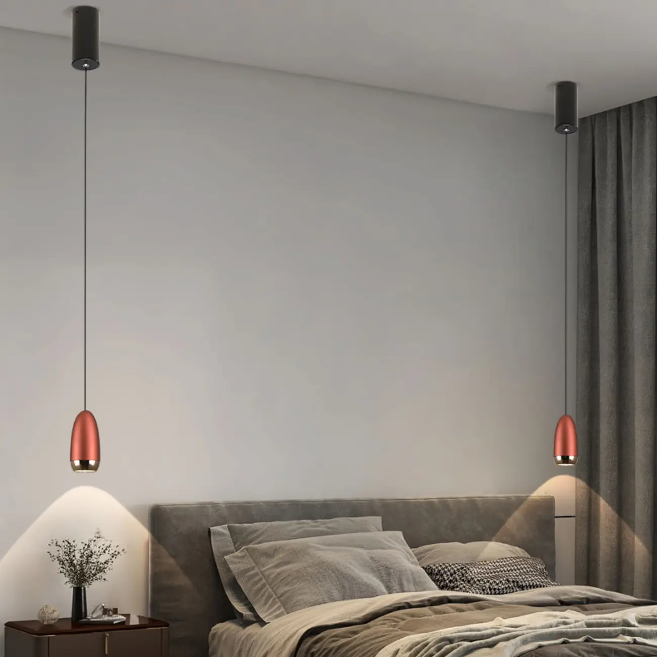 Adjustable Geometric Metal Bedside Pendant Light LED Fixture Image - 16 | homeyfad