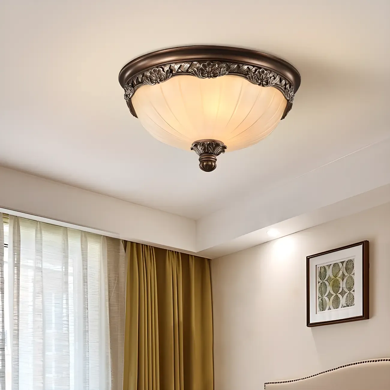 Brown Flush Mount Ceiling Light for Residential Use Image - 3