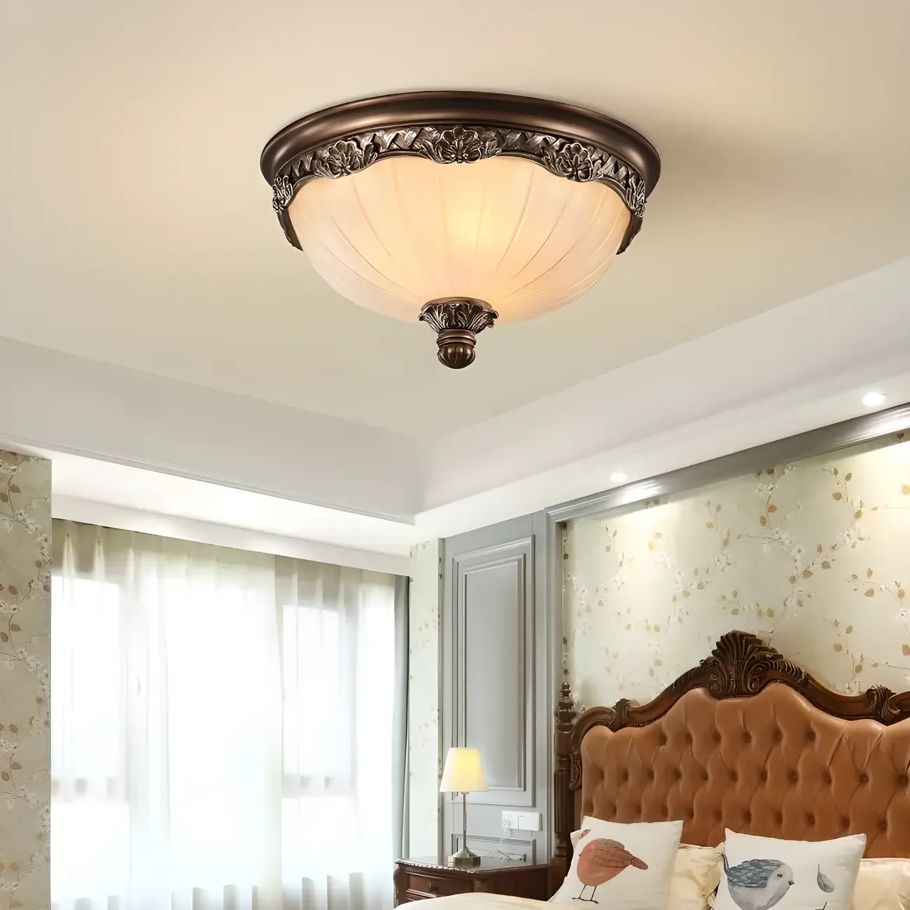 Brown Flush Mount Ceiling Light for Residential Use Image - 4