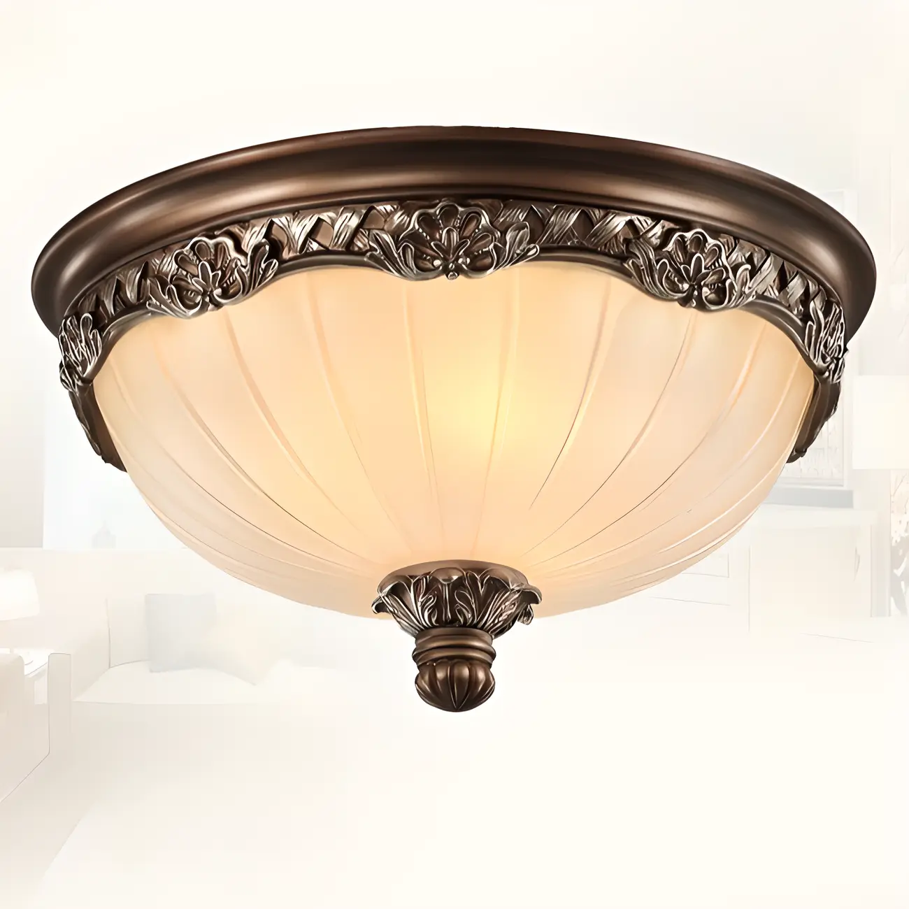 Brown Flush Mount Ceiling Light for Residential Use Image - 12 | homeyfad